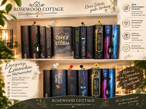 Rose Crochet Bookmark - Rosewood Cottage