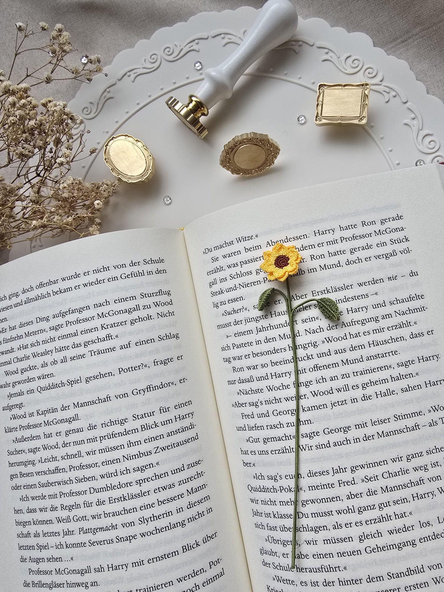 Marque-page tournesol au crochet - Rosewood Cottage